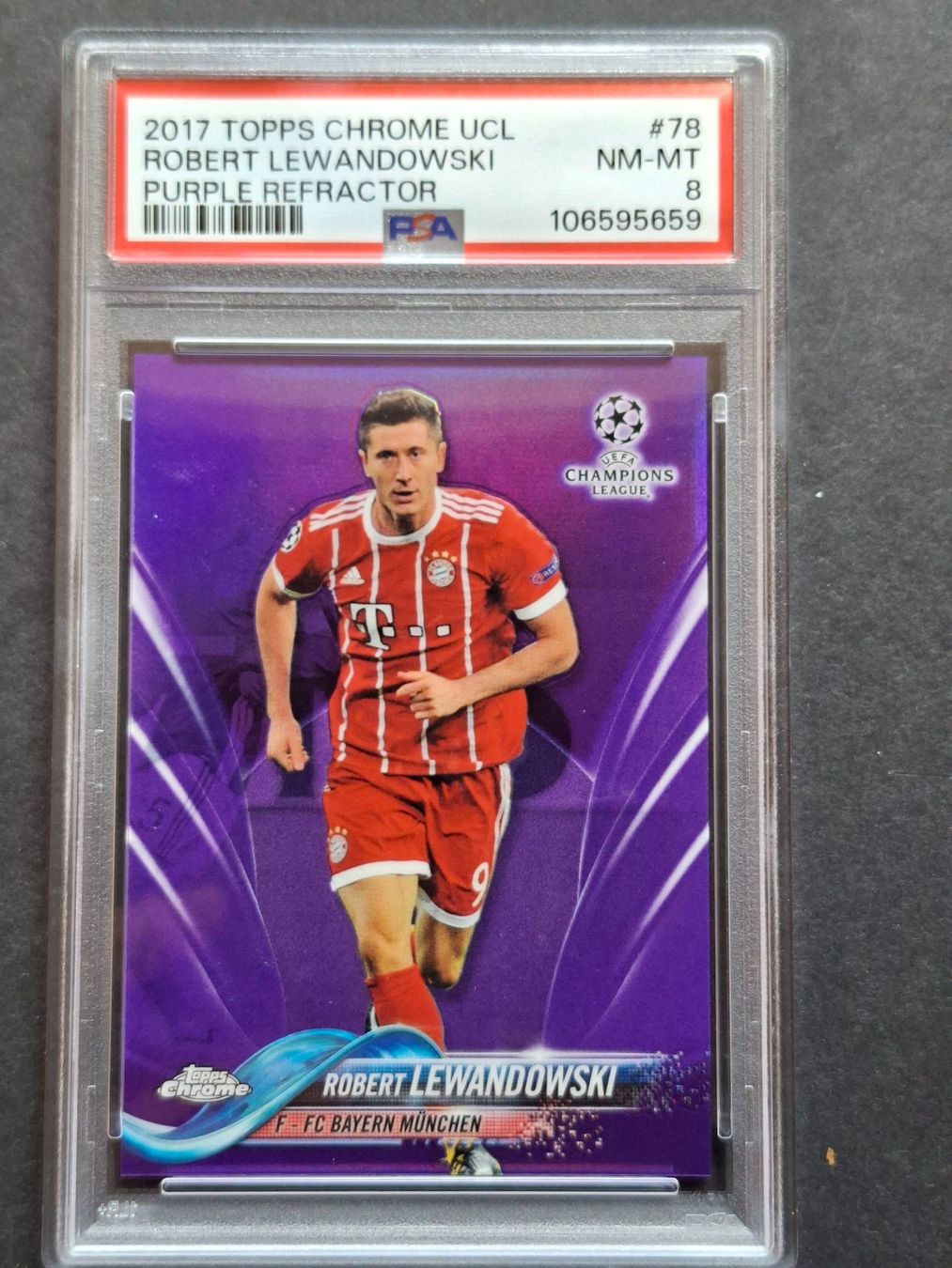 Topps Carte collezionabili: Robert Lewandowski /250 Purple Refractor Chrome 2017-18 PSA8 – Usato da Olten venduto da cweb