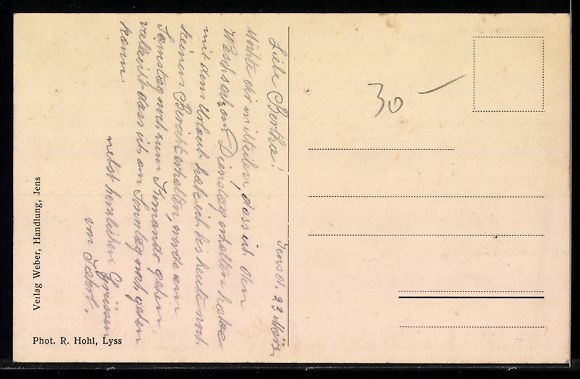 Cartoline postali: Jens, Ortsansicht mit Häusern und Felde – Usato da Berlin venduto da bartko-reher 1
