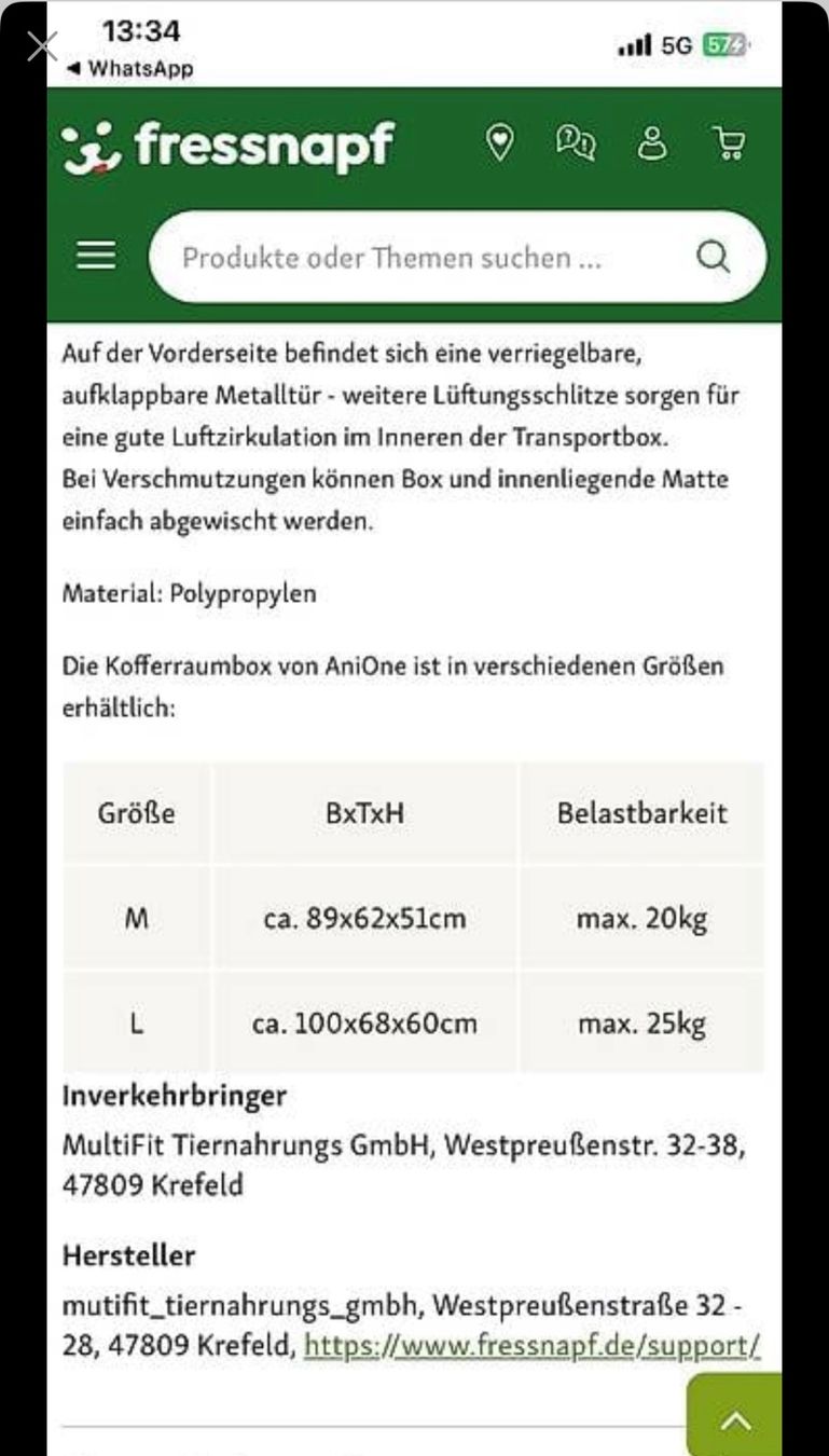 Gabbie, trasporto & Sicurezza: AniOne Kofferraumbox M – Usato da Obergerlafingen venduto da bas_b7v6 5