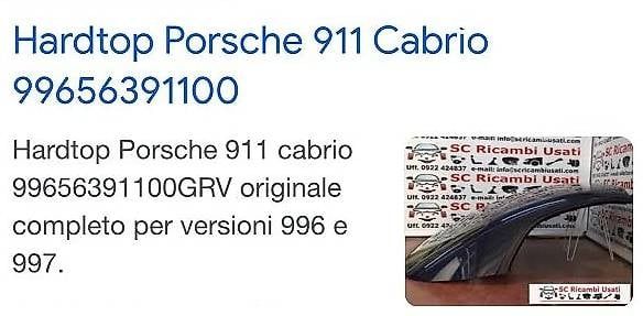 Porsche Tutti i ricambio: HardTop Porsche Cabrio – Nuovo (secondo la descrizione) da Corseaux venduto da ala_nv7t