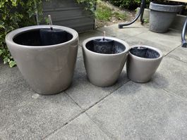 Lechuza 3 Wasserspeichertöpfe rund glänzend