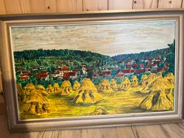 Schönes Landschaftsbild, Öl auf Leinwand, gerahmt.