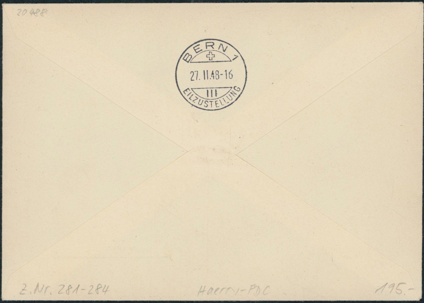Tutti i francobolli: 1948 - Bundesstaat - Ersttagsbrief FDC ET - Haerry – Usato da Schindellegi venduto da leecollect 1