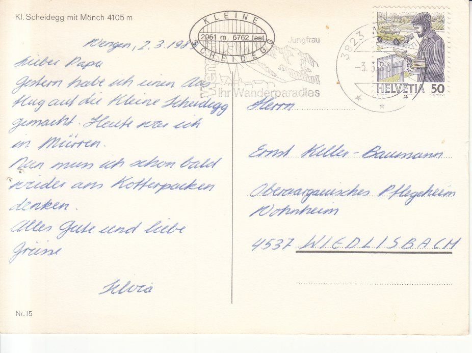 Cartoline postali: Kleine Scheidegg 1989 – Usato da Bürglen TG venduto da StampGraf 1