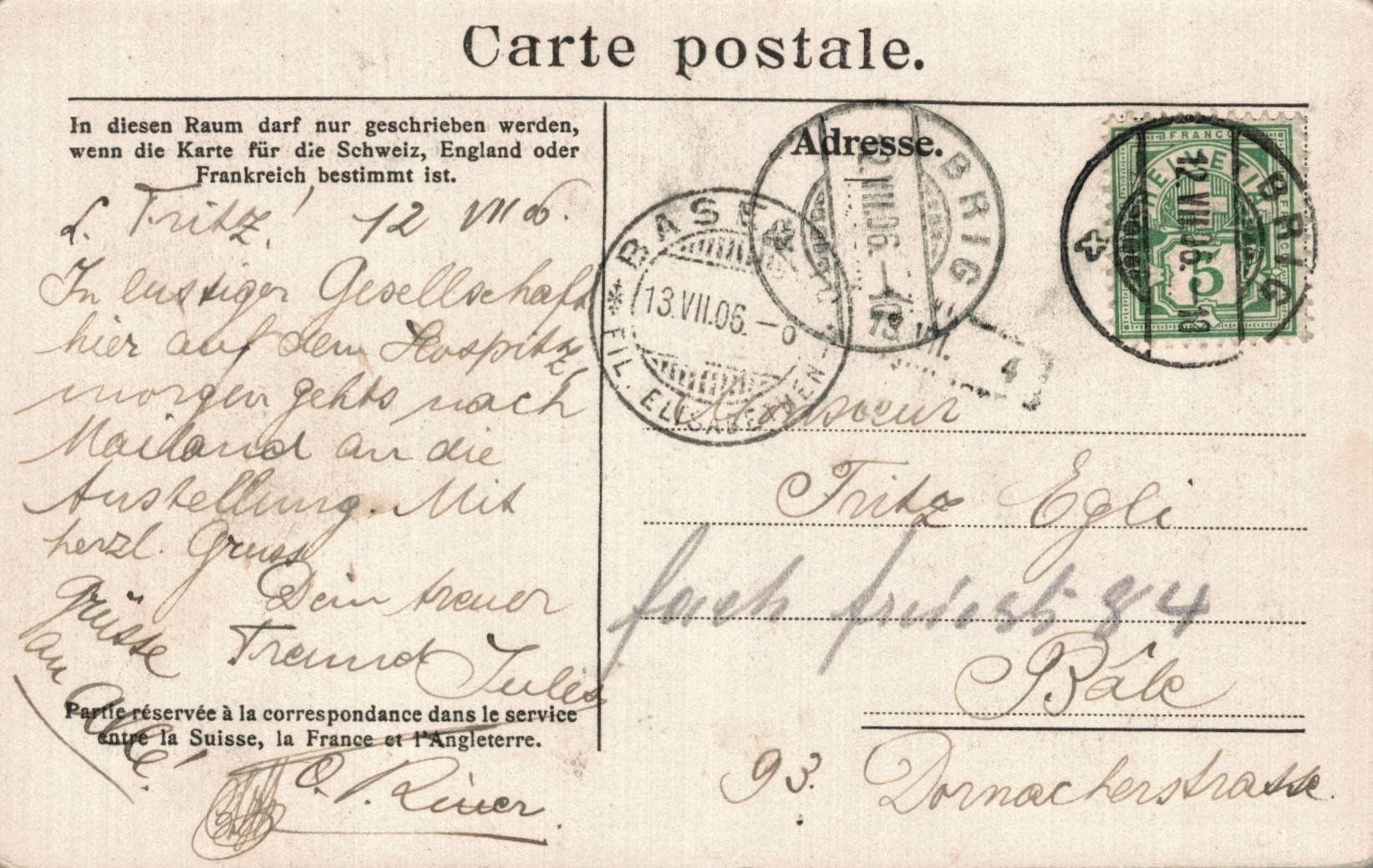 Cartoline postali: Alte Ansichtskarte Simplon Hospiz, gelaufen 1906 – Usato da Luzern venduto da Kartenansicht 1