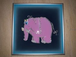 Tableau avec cristaux de Swarovski "Éléphant rose"