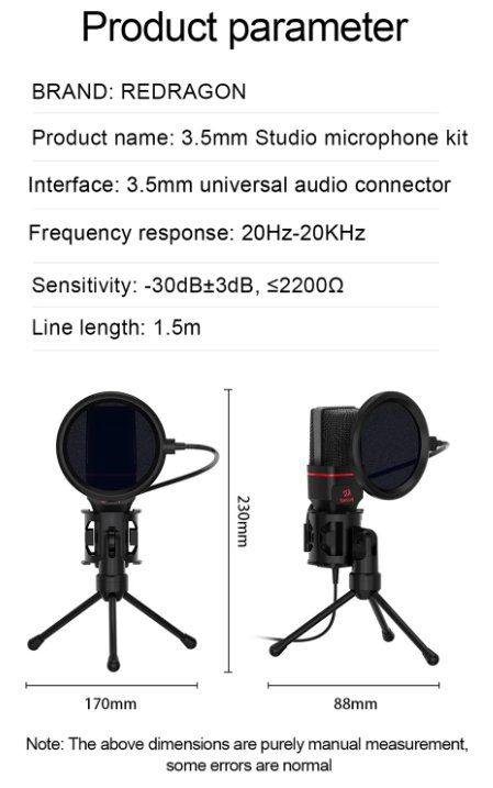 Microfoni: REDRAGON Seyfert Mikrofon Stativ Studio Audio 3,5mm – Nuovo e nell'imballaggio originale da Romanshorn venduto da pfimex 8
