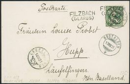 GL Filzbach - Stabstempel - Karte - nach Läufelfingen BL