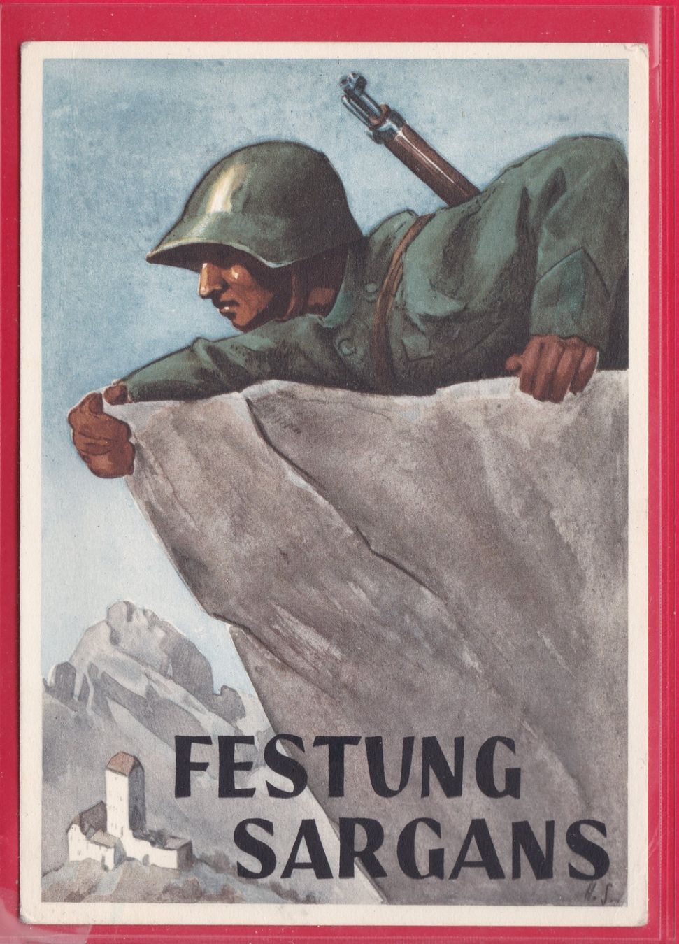 Ansichtskarten: FESTUNG SARGANS, 6.12.1945 – Gebraucht aus Oberrieden von Gebirgsstelze