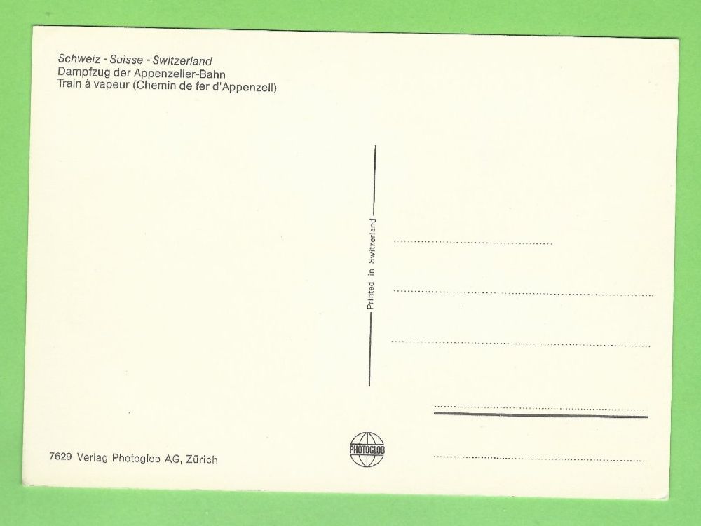 Cartoline postali: Appenzeller-Bahn Dampflok – Usato da Zürich venduto da t24_de 1