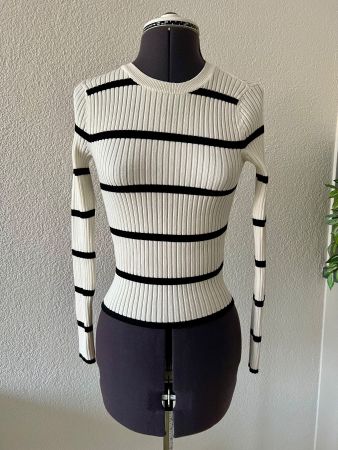 🖤 Bershka Pullover S Gestreift Weiß Schwarz 🖤