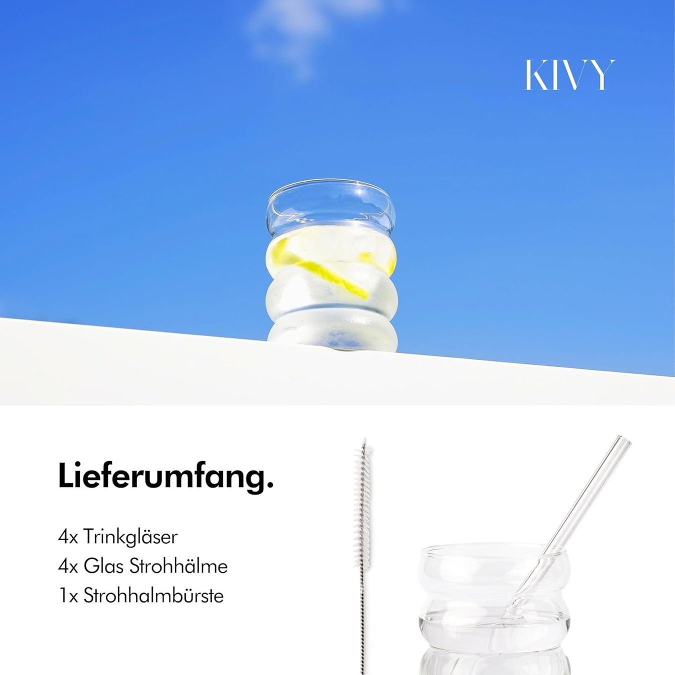 Bicchieri: Trinkgläser 4er Set 350 ml mit Strohhalm Eiskaffee Gläser – Nuovo e nell'imballaggio originale da St. Gallen venduto da RestpostenSG 5