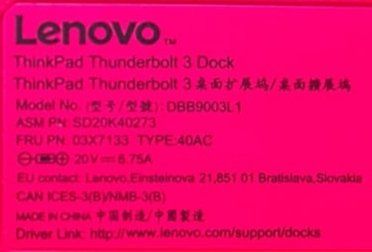 Lenovo Dockingstation: Lenovo Thinkpad Thunderbolt 3 Dockingstation – Gebraucht aus zürich von R-N-J 4
