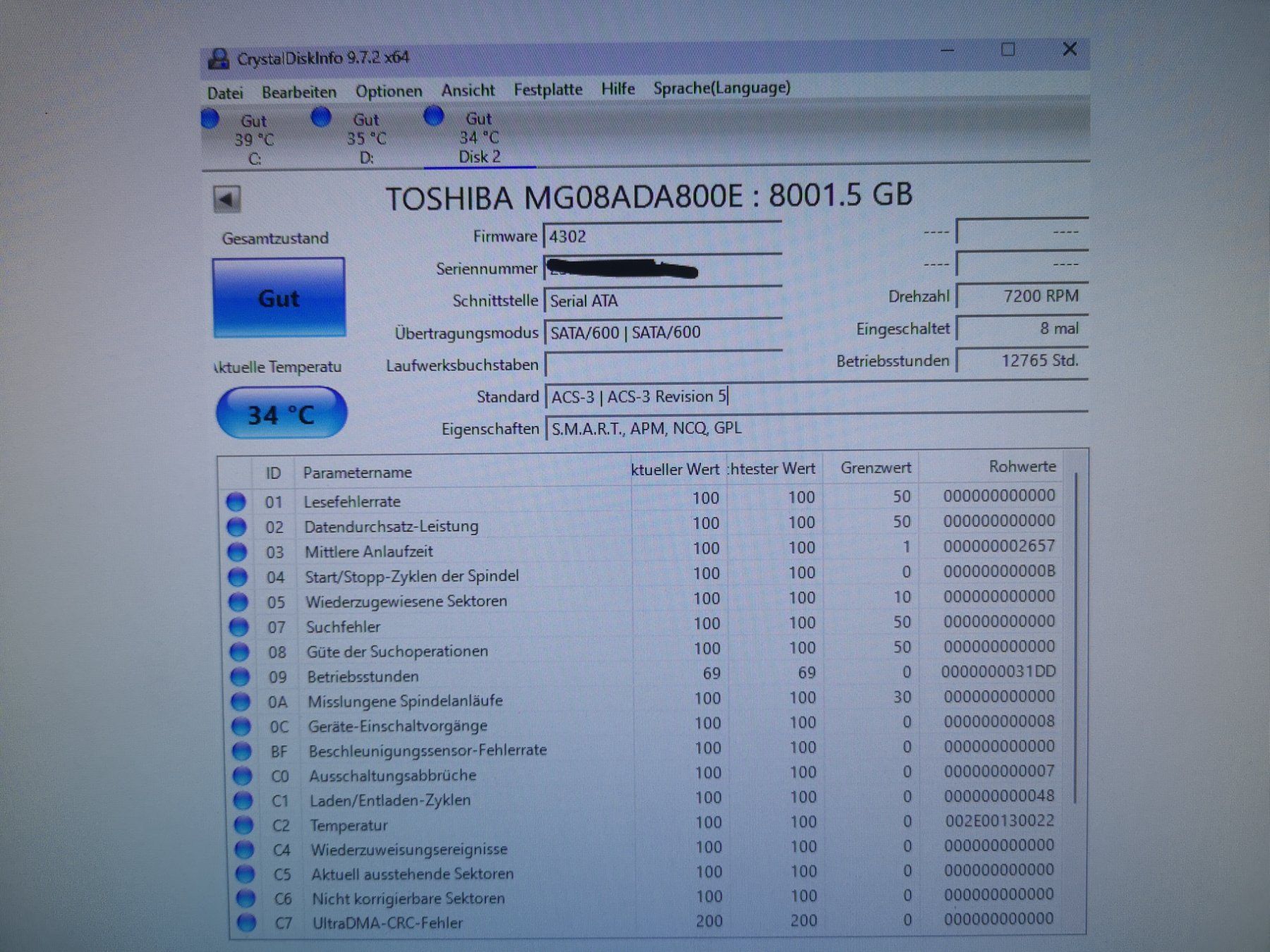 Toshiba Disques durs: 8TB Toshiba Harddisk Enterprise – D'occasion à Zürich par kiwi2024 2