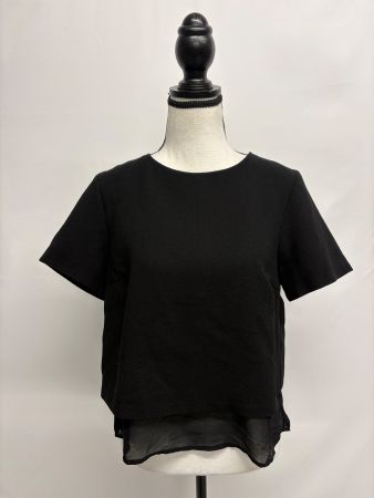 Mango schwarzes Shirt mit Chiffon-Detail Gr. S Bluse