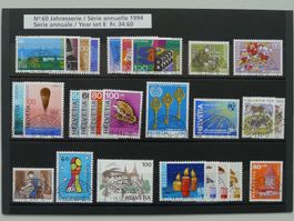 1994, Jahres-Serie mit Ersttags-Halbmond-Stempel.