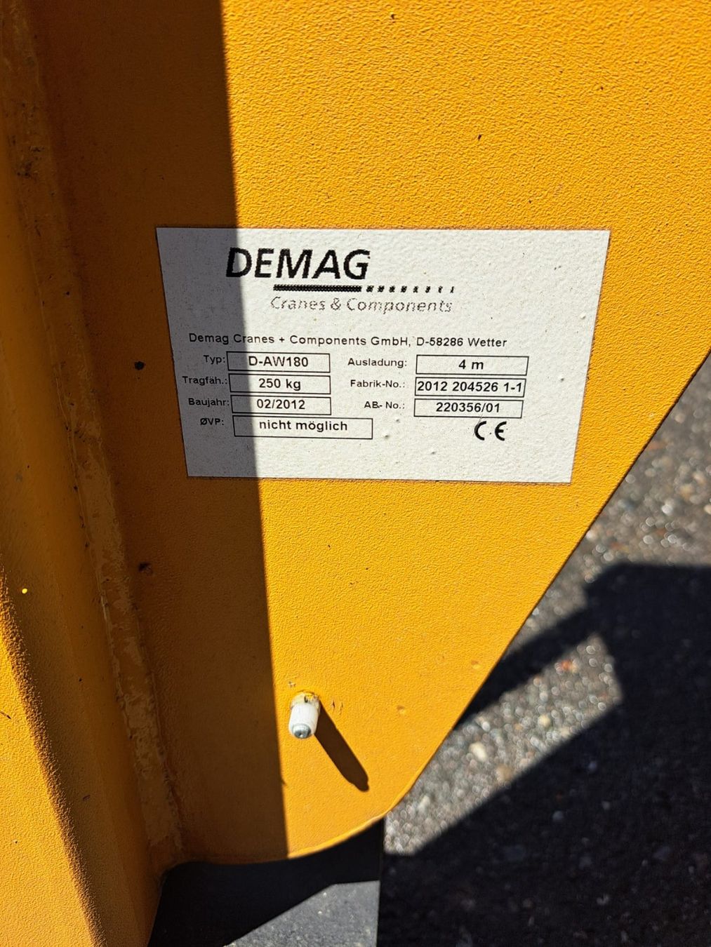 Demag Gru: Hallenkran D-AW180 – Usato da Rheineck venduto da volvo029 4