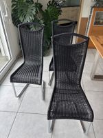 4 er Set Rattanstühle, schwarz,