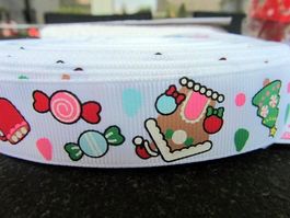 Webband, Weihnachts - Ripsband, 22 mm Grosgrain