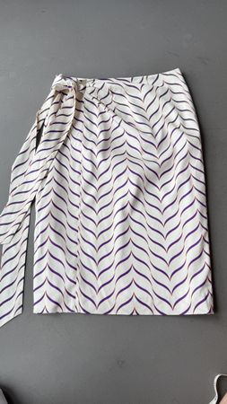 Mourjjan Silk Skirt, Size 36, Purple Wave Pattern New