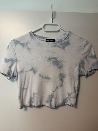Mädchen T-Shirt blau-weiss, Grösse XS