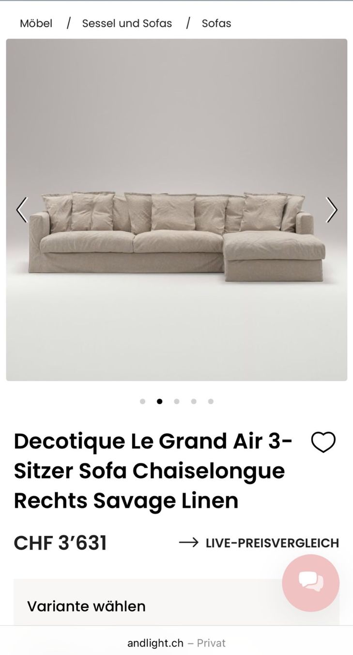 Divani: Sofa mit abnehmbarem Bezug – Usato da Zürich venduto da Besa_Beqiri 1
