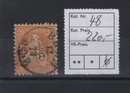 Sitzende Helvetia Nr. 48 Kat. 220.- Faserpapier