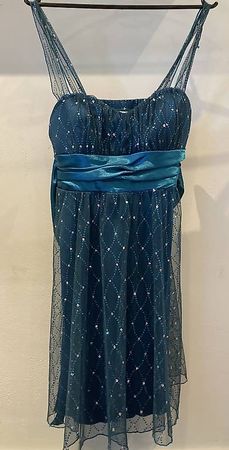Elegantes Cocktail- / Partykleid in Petrol mit Glitzer