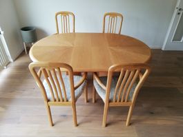 Esstisch mit 8 Stühlen, Holz, ausziehbar, gebraucht