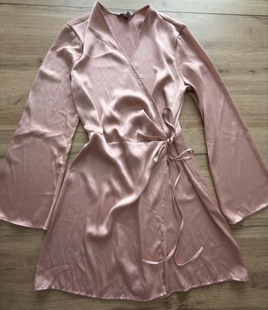 Seidenkleid Wickeloptik, altrosa, Gr S.