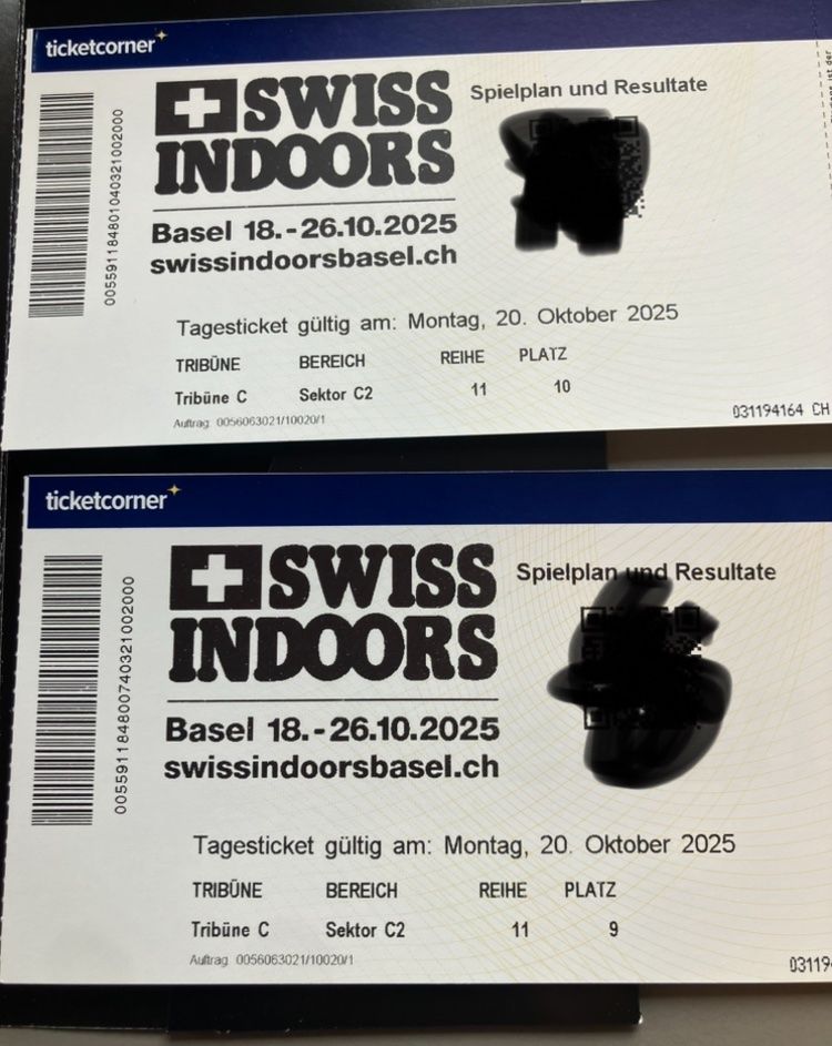 Tickets Swiss Indoor Basel – Événement – Neufs – Pour Souvenir Ou Cadeau