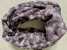 Zebra Muster Loop Schal, schwarz/weiss