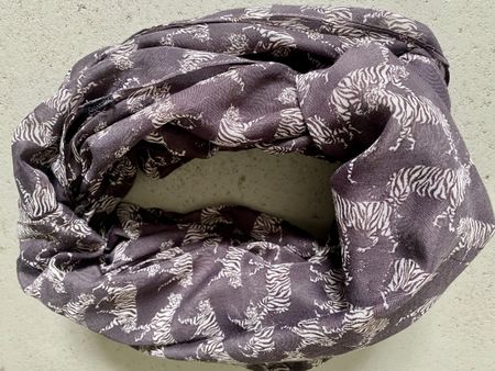 Tiger Muster Loop Schal, schwarz/weiss