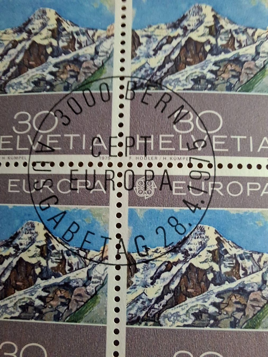 Tutti i francobolli: 4er Blocks: 1975 Europamarken – Nuovo (secondo la descrizione) da Hinterkappelen venduto da 1399 7