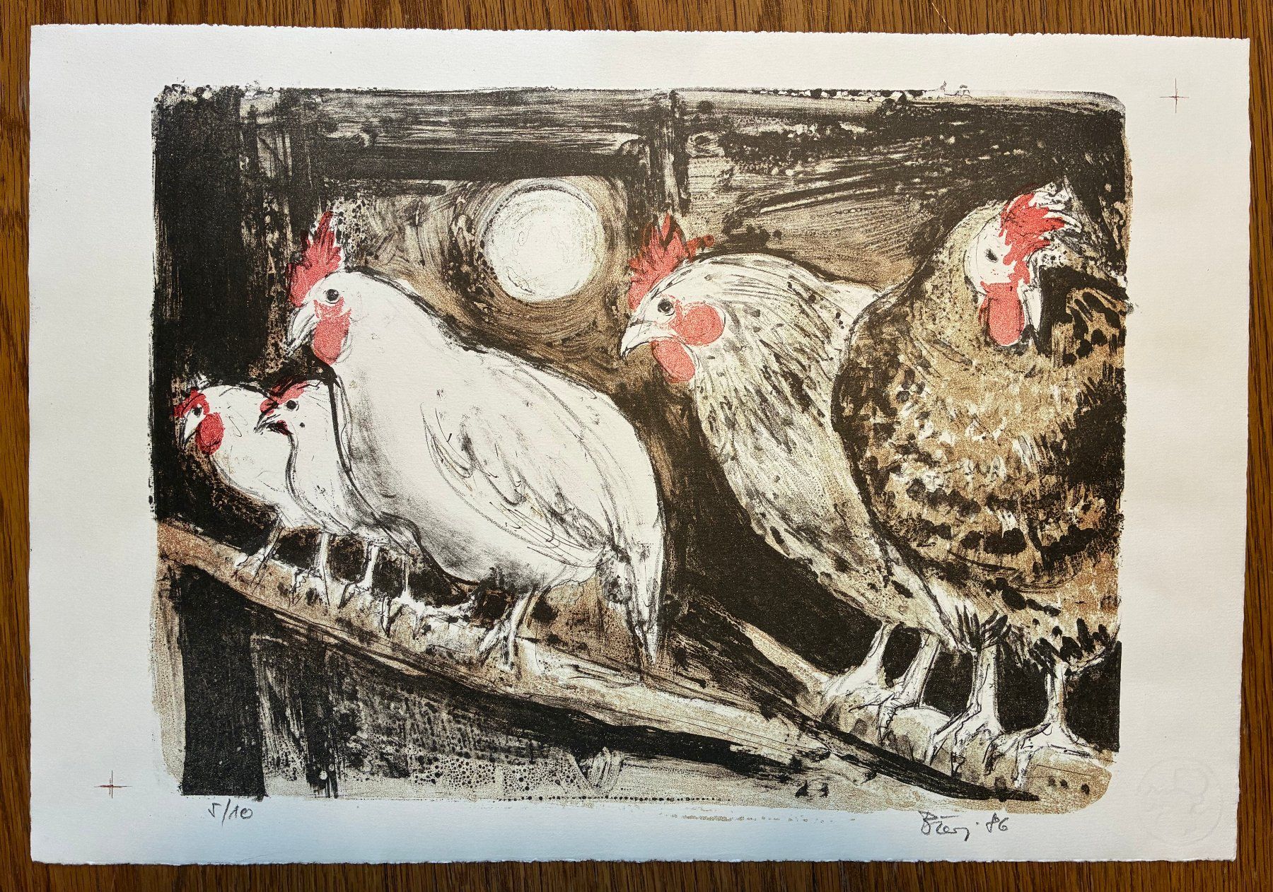 Grafiken & Lithographien: BIERI - Hühner- Lithographie – Gebraucht aus Meinisberg von duveen 1
