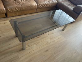 Glas Couchtisch mit Chromgestell - Top Zustand!