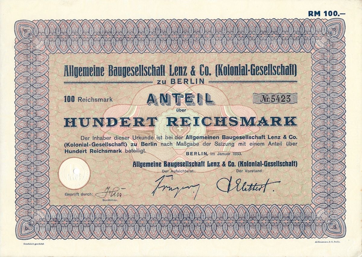 Documents: Allgemeine Baugesellschaft Lenz & Co, Berlin - 1933 – D'occasion à Solothurn par Sgasche