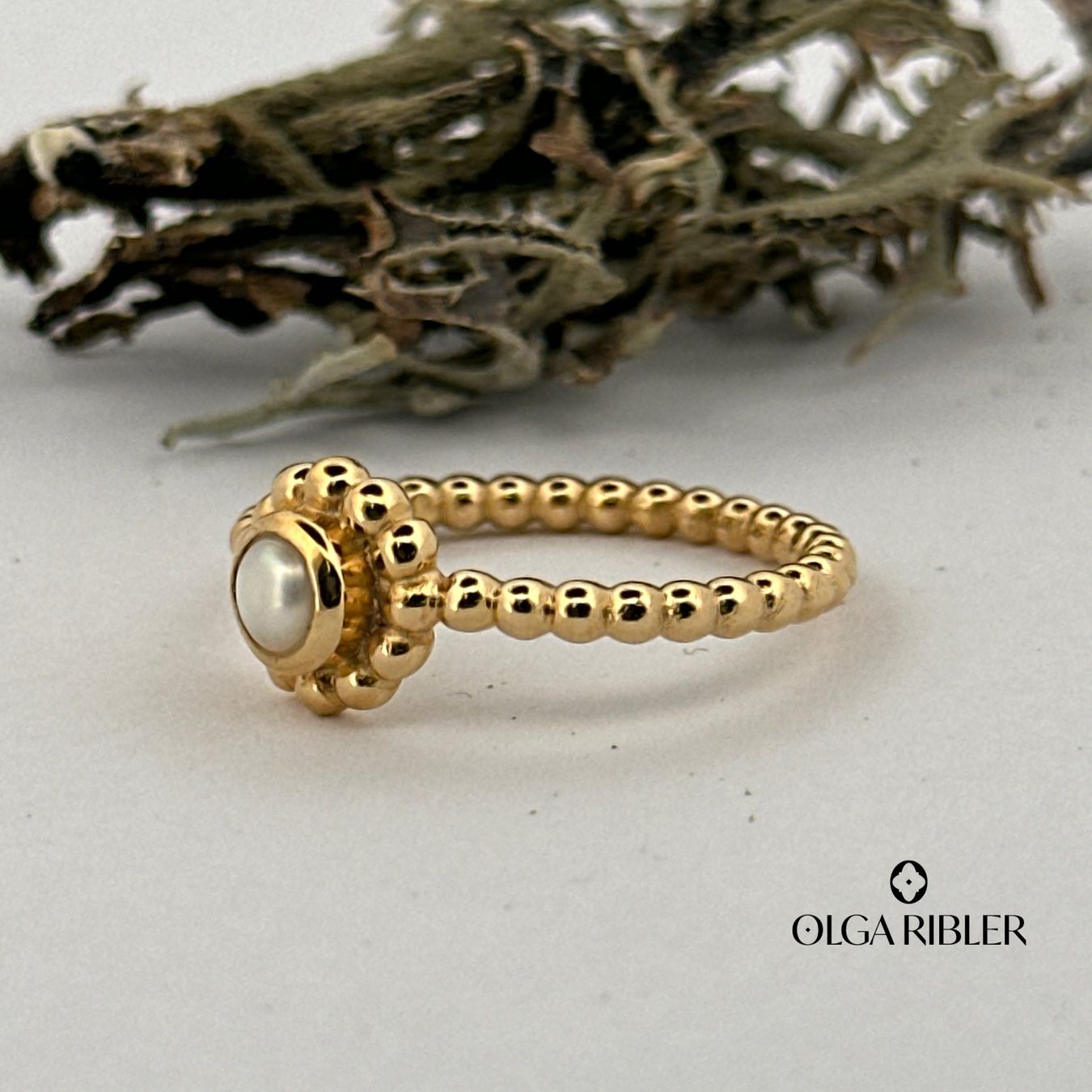 Olga Ribler Ringe: Perlenring – Silber vergoldet – Gr. 56 – Neu (gemäss Beschreibung) aus Luzern von Schmuckoutlet