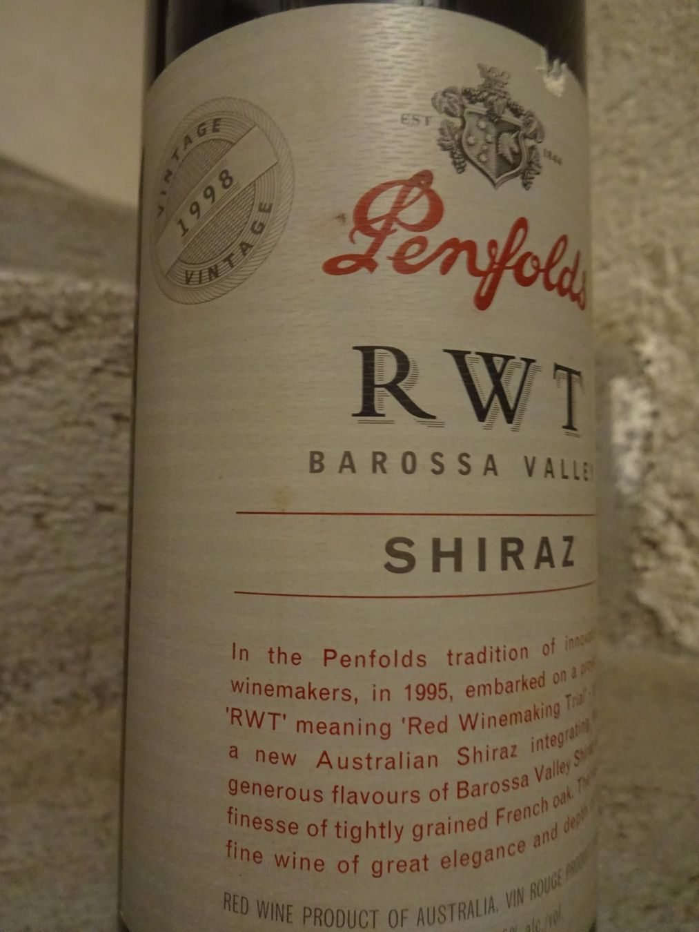 Vino: 1998  -  Penfolds RWT - Bin 798 – Nuovo (secondo la descrizione) da Cham venduto da mktreasure 1
