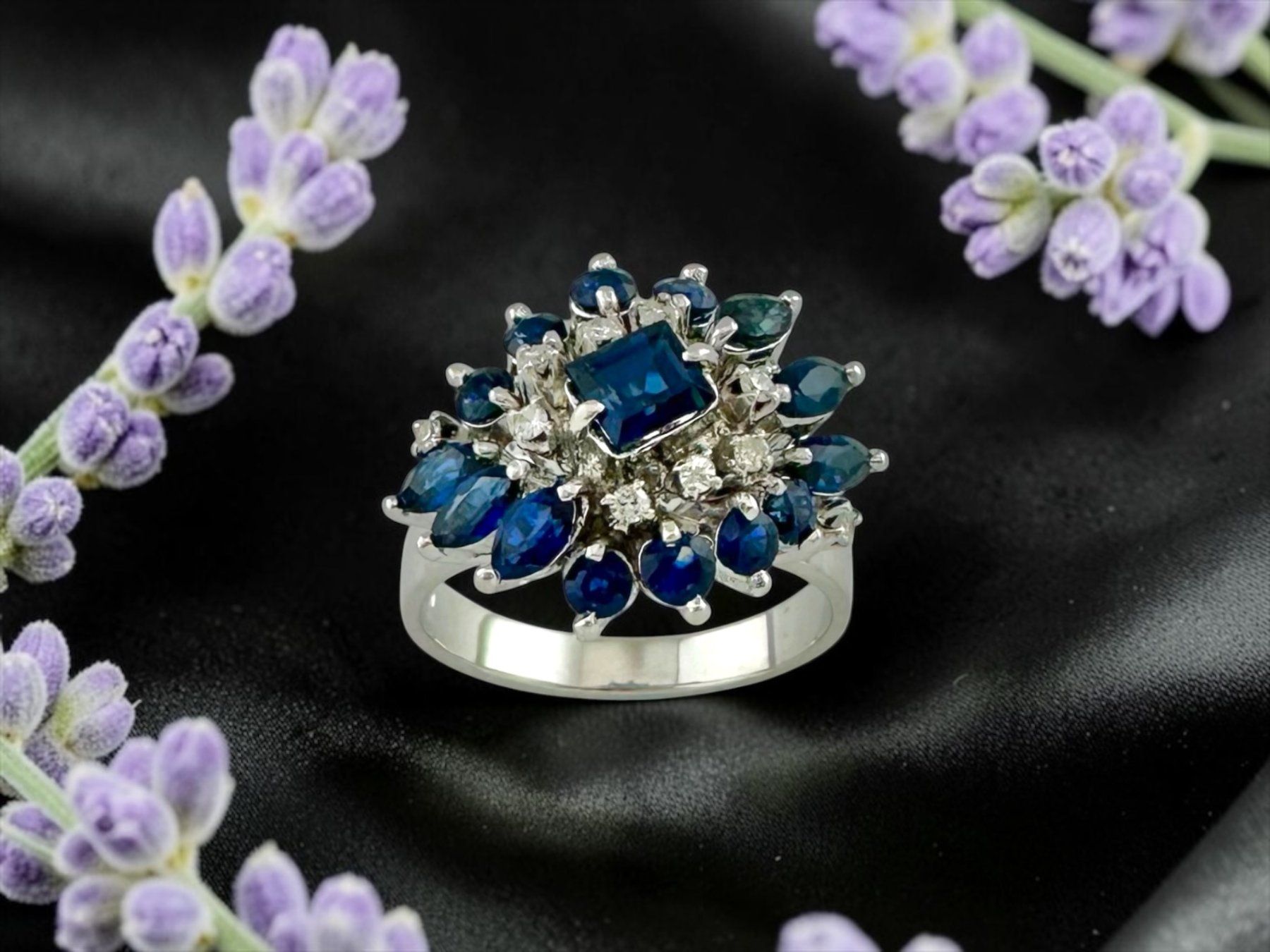 Anelli: FRISCHKNECHT, St.Gallen, Saphir - Diamant - Ring – Usato da Zuzwil SG venduto da artimmo