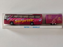 M-B O 350 mit Busanhänger "Surprise Reisen" von Rietze 1/87
