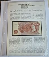Kuriositäten auf Banknoten - Englische Währung Dezimalsystem