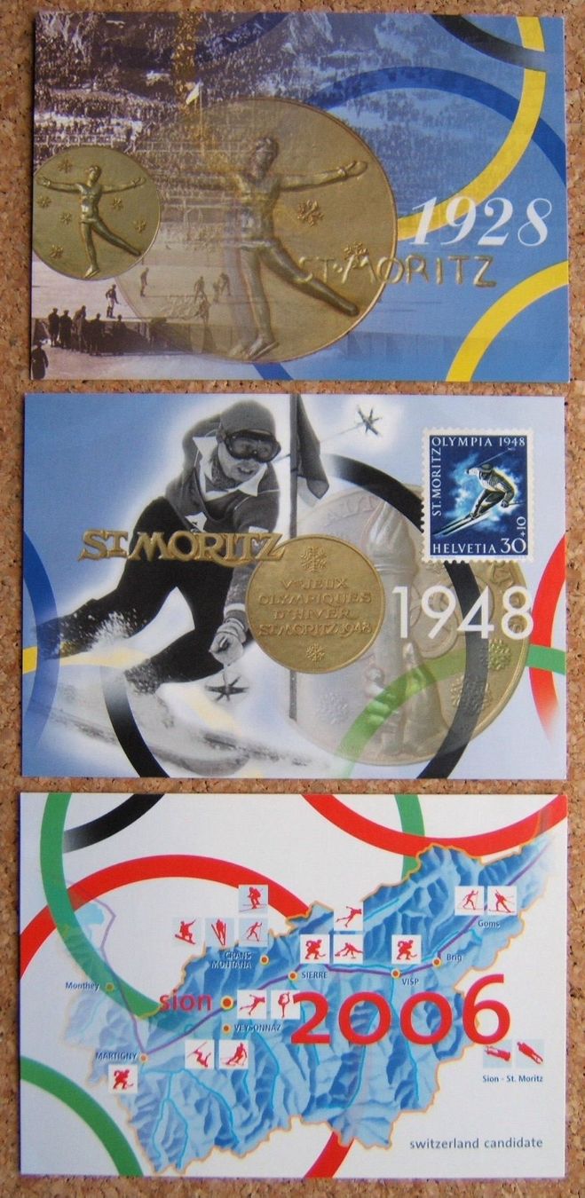 Alle Briefmarken: 3 MAXIKARTEN OLYMPISCHE WINTERSPIELE - SWISS POST NAGANO – Gebraucht aus Brunnen von Nonne04