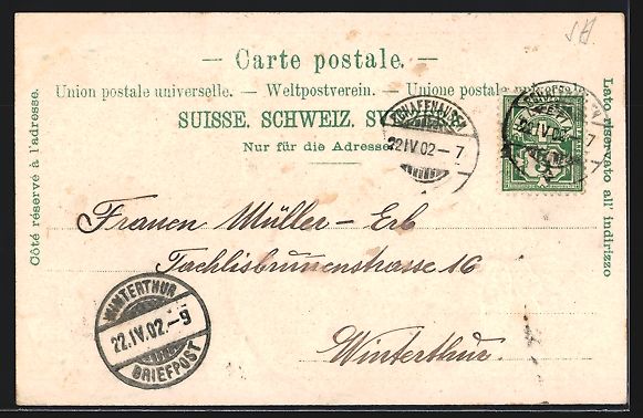 Cartoline postali: Passepartout-Lithographie Schaffhausen,  – Usato da Berlin venduto da bartko-reher 1