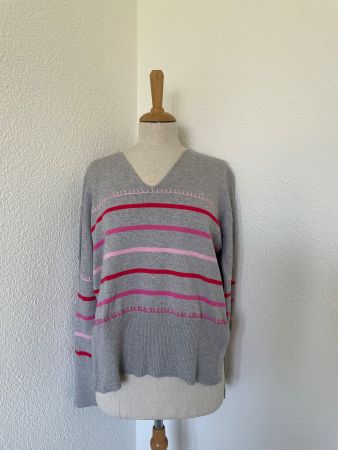 Lieblingsstück Pullover grau gestreift Grösse 34 Kaschmir