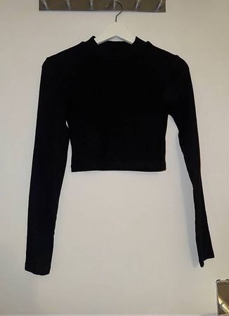 Even&Odd Crop Top, Schwarz, Gr. S, Langarm