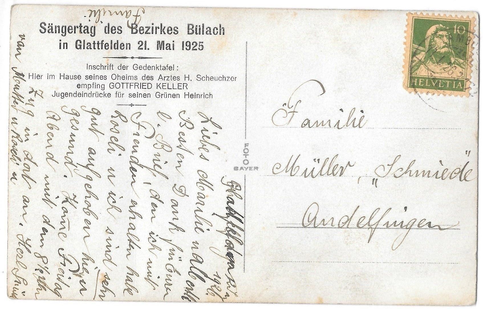 Cartoline postali: Glattfelden Gottfried Keller Haus – Usato da Olten venduto da clotaldi 1