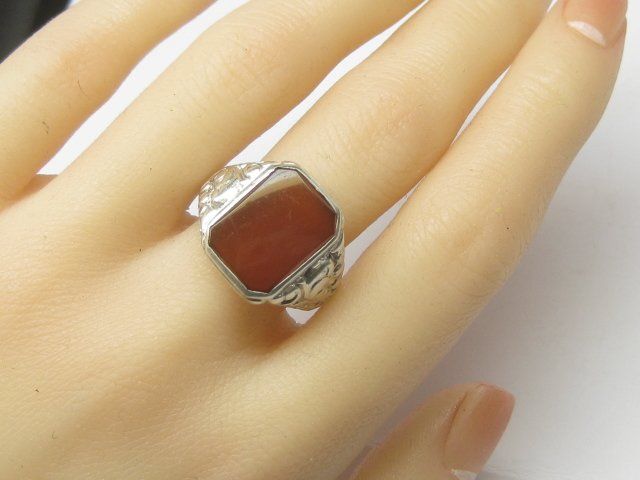 Anelli: Antik Ring Silber floral Karneol Gr. 60 – Usato da Ermatingen venduto da Decovin 3