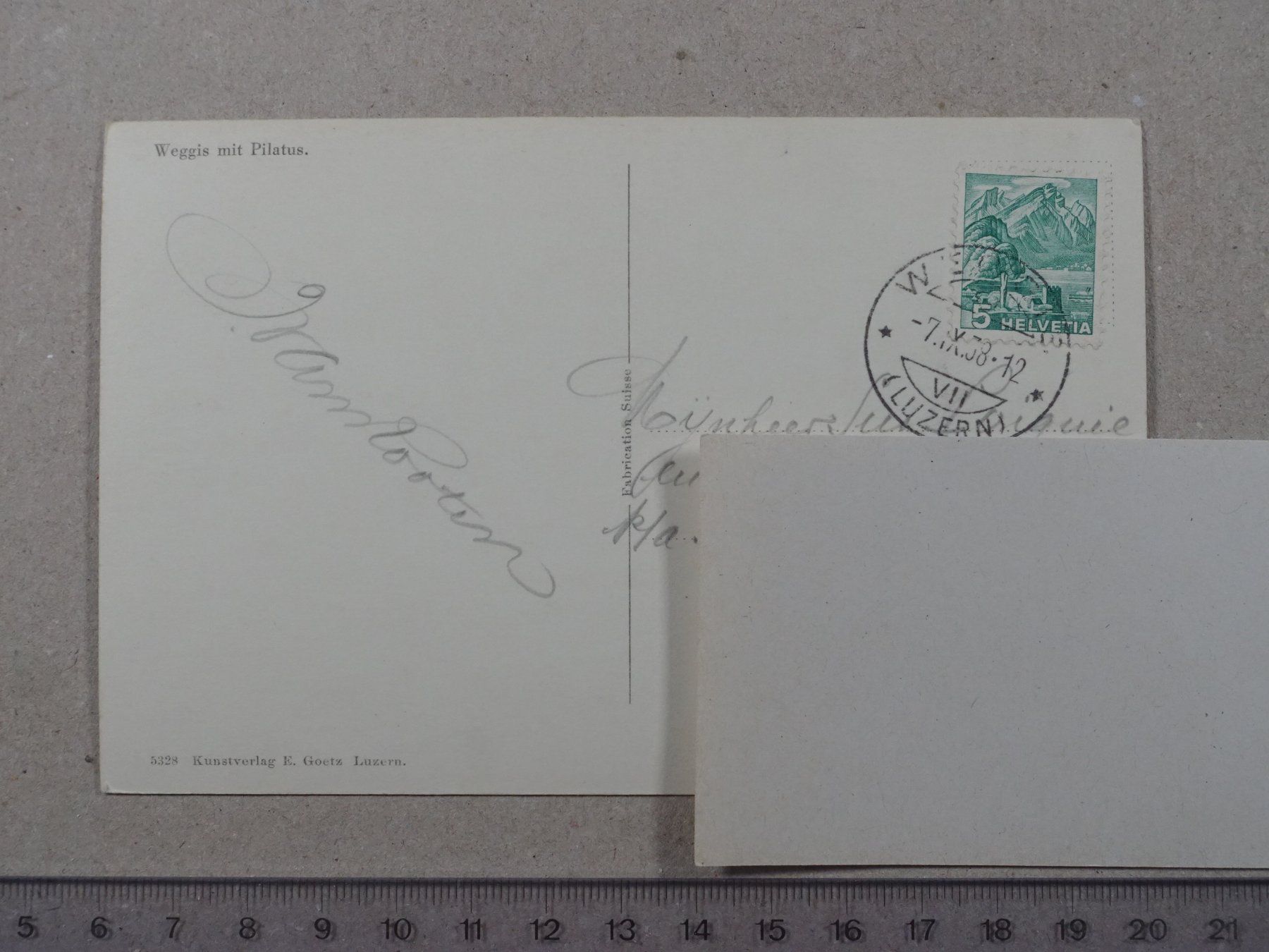 Cartoline postali: Weggis, Pilatus, Schiff, Dampfschiff, 1938 – Usato da Lenzburg venduto da fh1 1