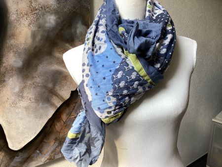 Foulard von Lieblingsstück Tuch blau grün Gr. ca. 116 x 106